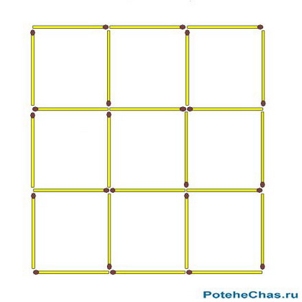 Задача со спичками - Пять квадратов - Графическая головоломка